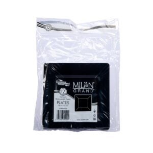 6″ Square Black Plastic Plates | Packaged