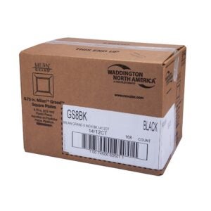 Plate Plst 9″ Sq Blk 1-12ct | Corrugated Box