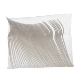 Heavyweight Plastic Forks, Natural White | Packaged