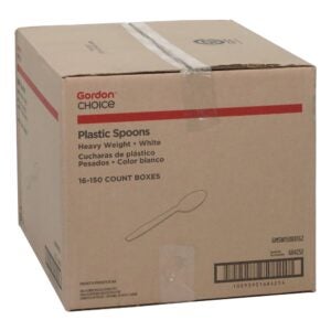 White Plastic Spoons | Corrugated Box