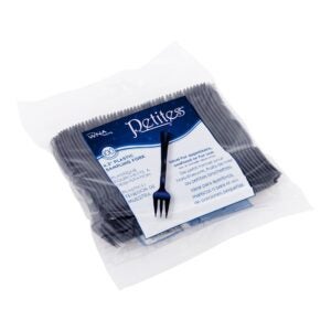 Black Plastic Petite Forks | Packaged