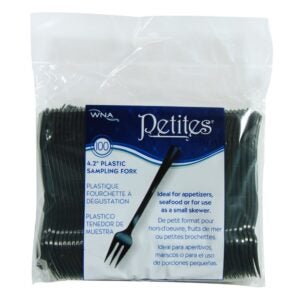 Black Plastic Petite Forks | Packaged