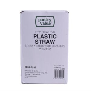 Jumbo White and Red Straws | Packaged
