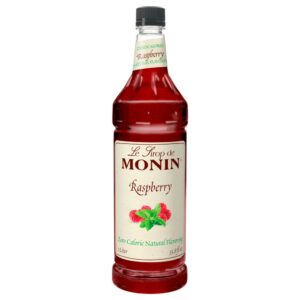 SYRUP NAT RASPB PLAS 1LTR MONIN | Packaged