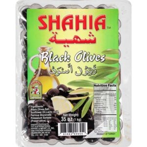 SHAHIA OLIVES BLACK VACUUM PACK 1KG | Packaged