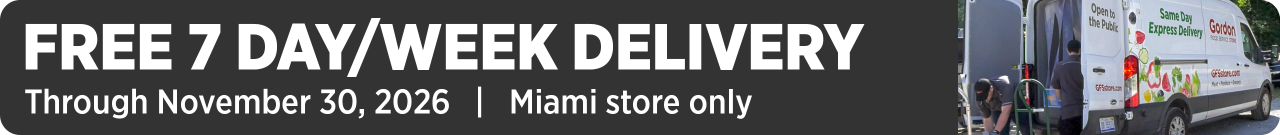 Free Delivery Miami store thru Nov 30