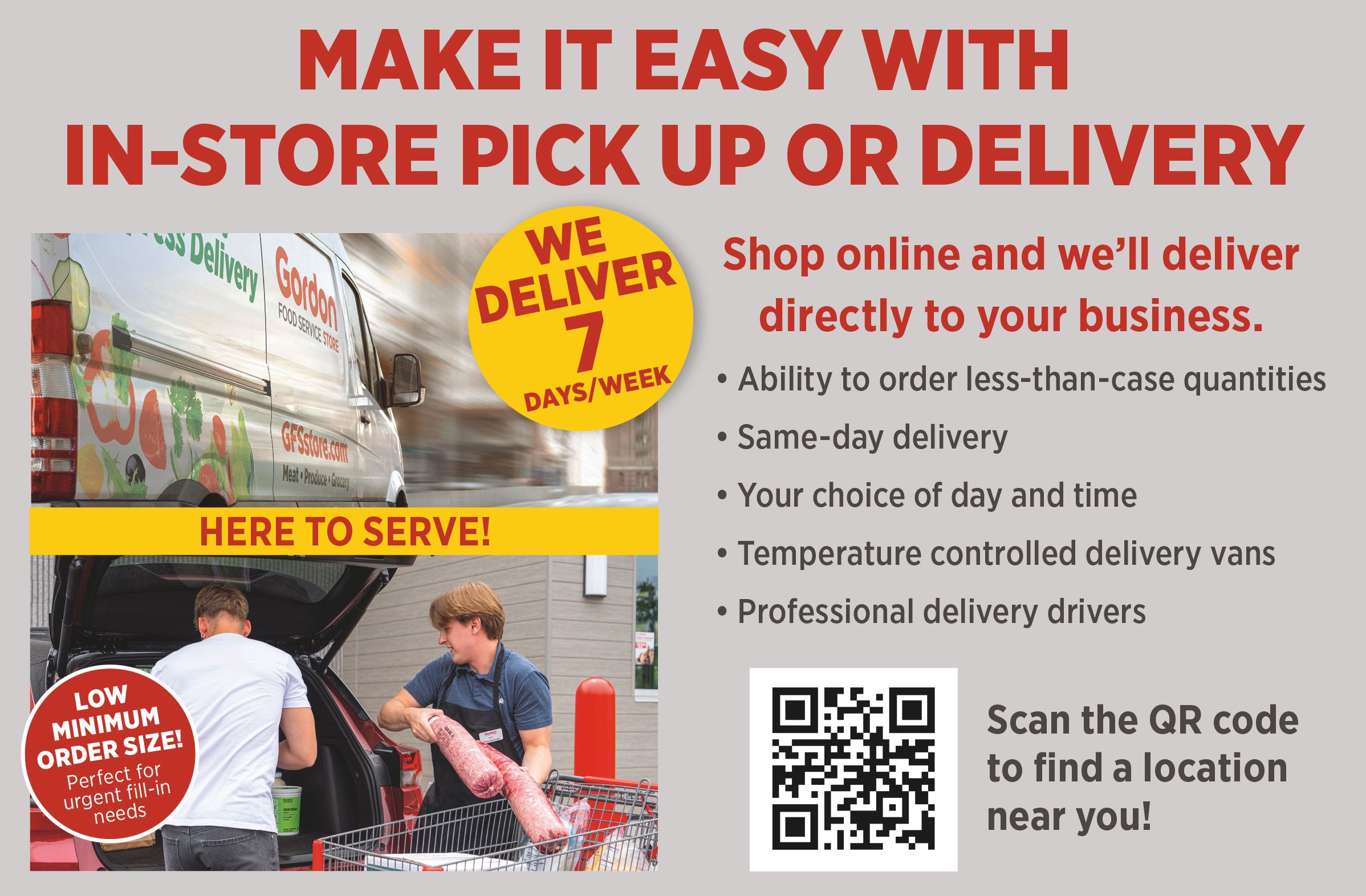 In-Store Pick up or Delivery