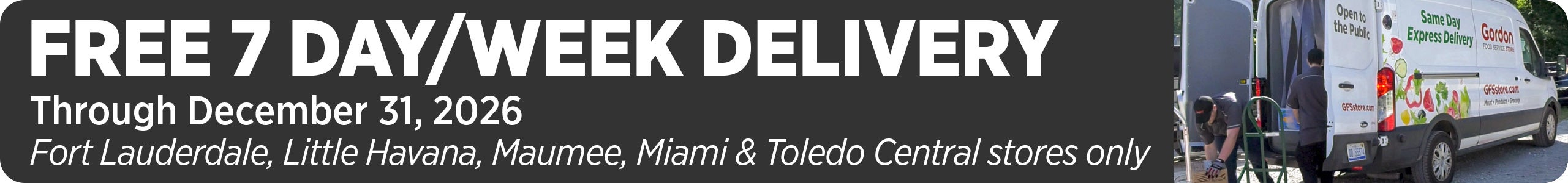 Free Delivery thru December 31